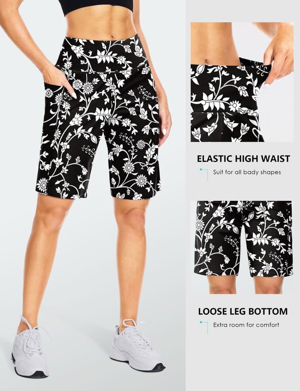 Blouty Women's 9" Bermuda Long Shorts with Pockets High Waisted Knee Length Shorts for Women Workout Athletic Casual - Image 4