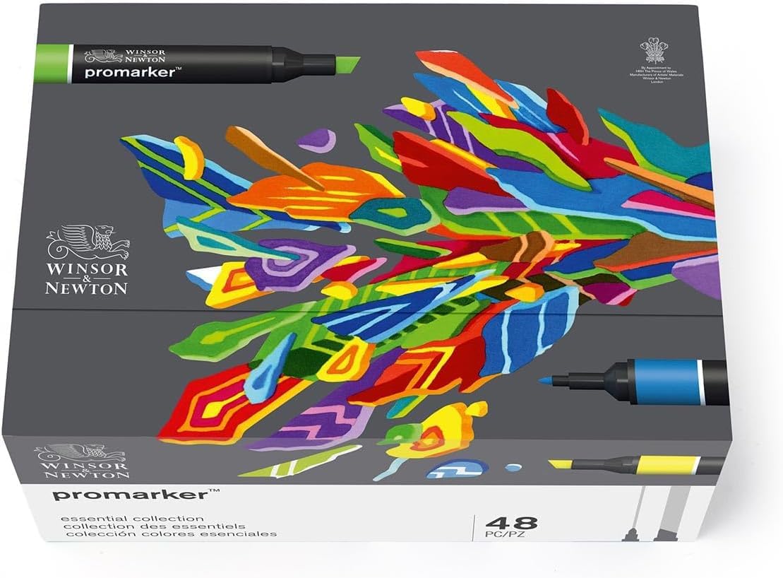 PROMARKER SET 48 WINSOR&NEWTON ESSENTIAL COLLECTION PENNARELLI DOPPIA PUNTA LETRASET PANTONI + CARTELLA COLORI IN OMAGGIO!!