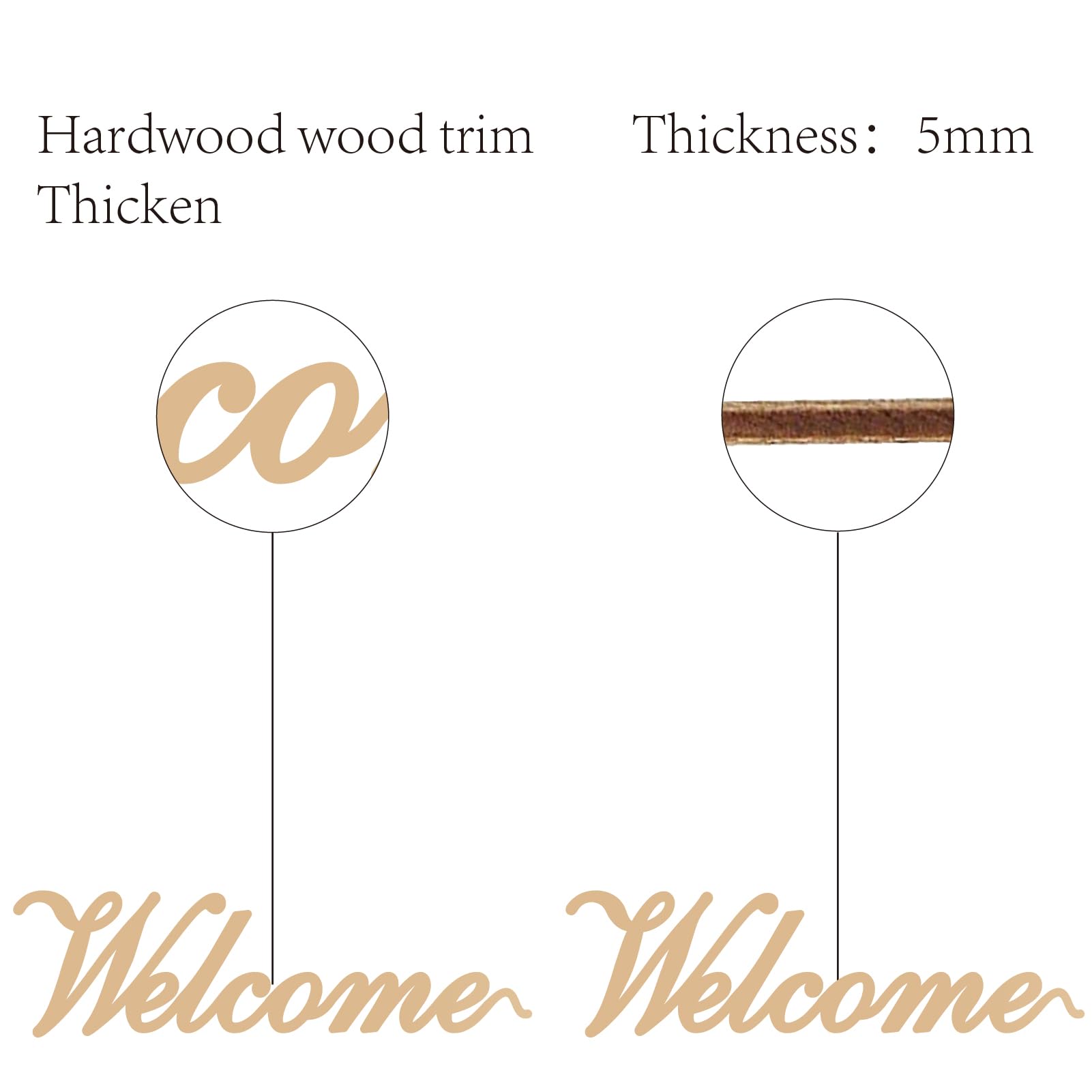 CREATCABIN Welcome Sign Wood Cut Out Wooden Letter Wall Decor Art Unfinished Letters Word Decorative DIY for Home Apartment Kitchen Front Door Party Farmhouse Porch Decoration Burlywood 12x3.3inch - Image 3