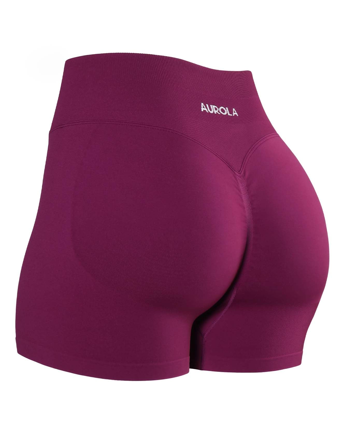 aurola Influence Workout Shorts for Women,2.5 3.5 4.5 5.5 6.5 No Roll Up Squat Proof Scrunch Seamless Compression Gym Short, Magenta, S-picture-24