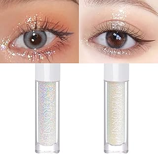 Liquid Glitter Eyeshadow 2pcs,Glitter Eyeshadow Makeup Kit,Shimmer Liquid Eye Shadow Stick,Waterproof Long Lasting Shiny Colorful Glitter Eye Shadow for Women Girls (#01#03)