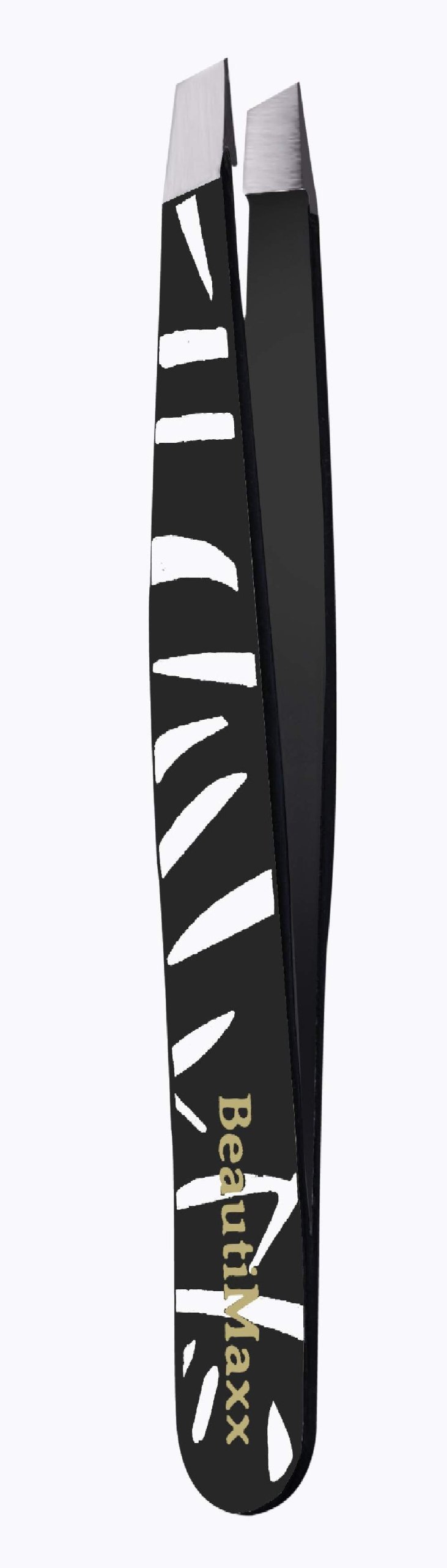 Sanguine 3.5-inch Black Zebra Slant Tip Eyebrow Tweezer