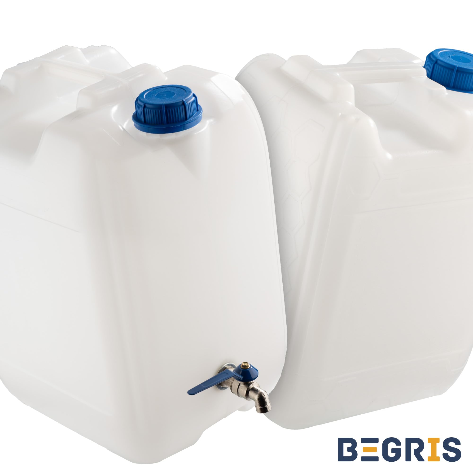 Zbiornik na Wodę z Zaworkiem Pojemnik Baniak Kanister 20L z Kranem 40x36x25 cm Tworzywo Sztuczne Biały