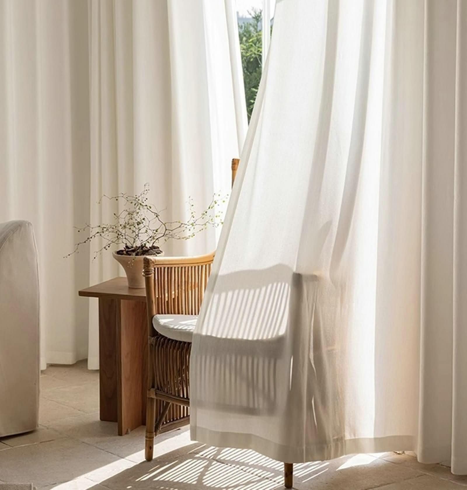 Rideau voilage blanc 86x214cm lot de 2 rideaux de fenetre moderne à rayures