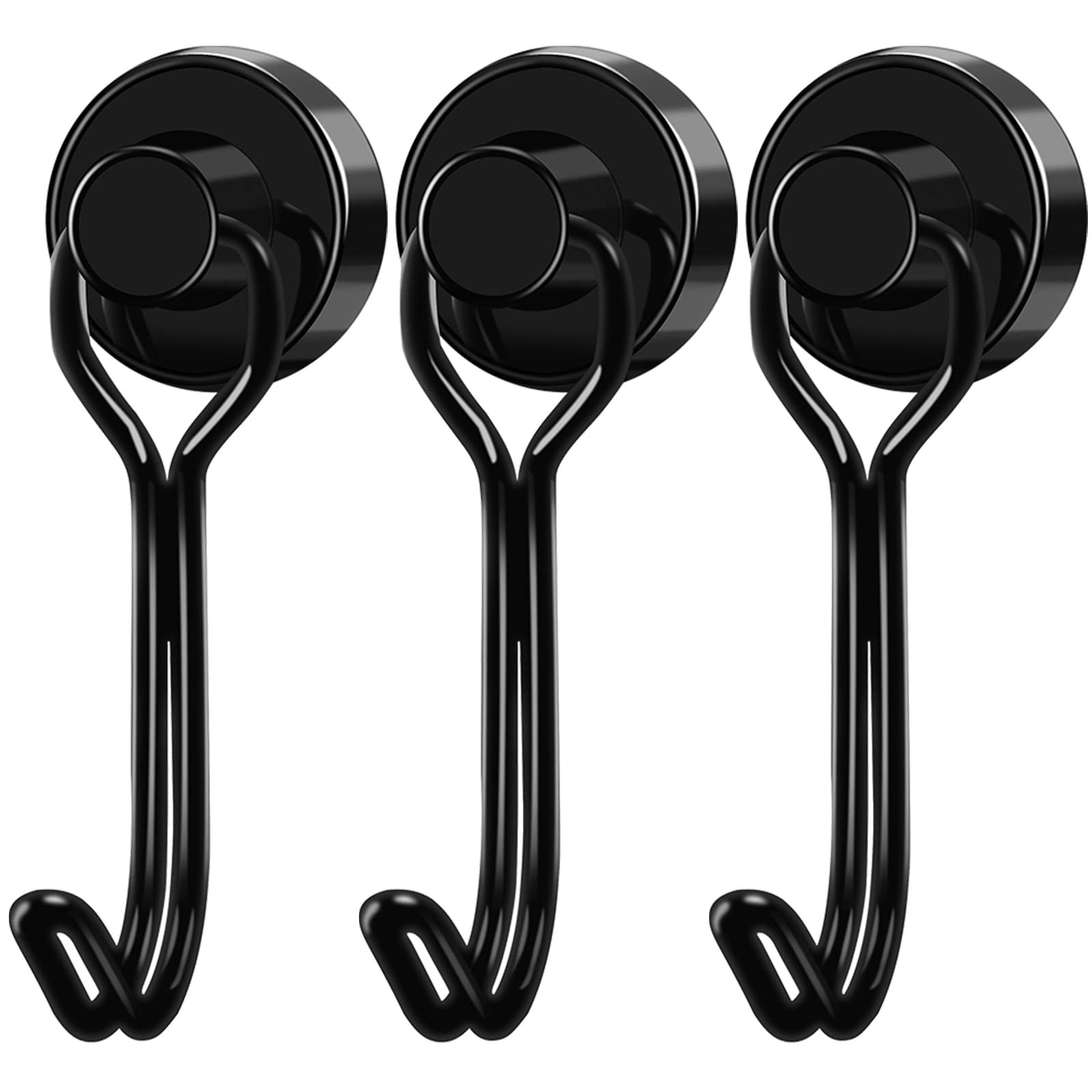 LOVIMAGBlack Magnet Hooks, 30LBS Swivel Magnetic Hooks for Hanging, Strong Magnetic Hooks for Cruise Cabins,Locker Accessories, Refrigerator, Fridge, Kitchen, Door, Key - Pack of 3