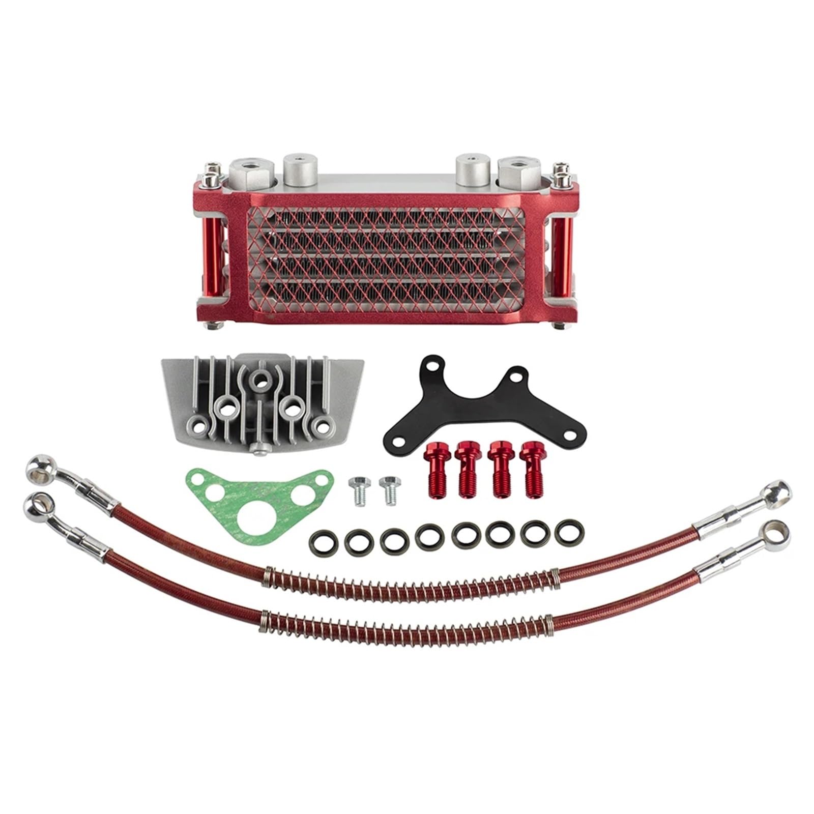 Chłodnica silnika Dla 50cc-140cc Pit motor terenowy skuter motorower Motocross motocykl chłodnica oleju zestaw chłodnicy Chłodnica Oleju(50CC-REDBLACK)