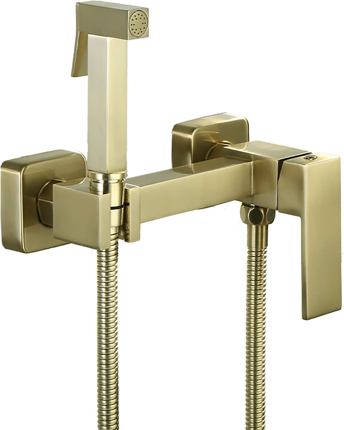 Brushed Gold Handheld Bidet Sprayer for Toilet with Hot and Cold Water, Portable Cloth Diaper Sprayer Kit Brass Single Handle Bidet Sprayer Set Wall Mount Toilet Bidet Sprayer Kit