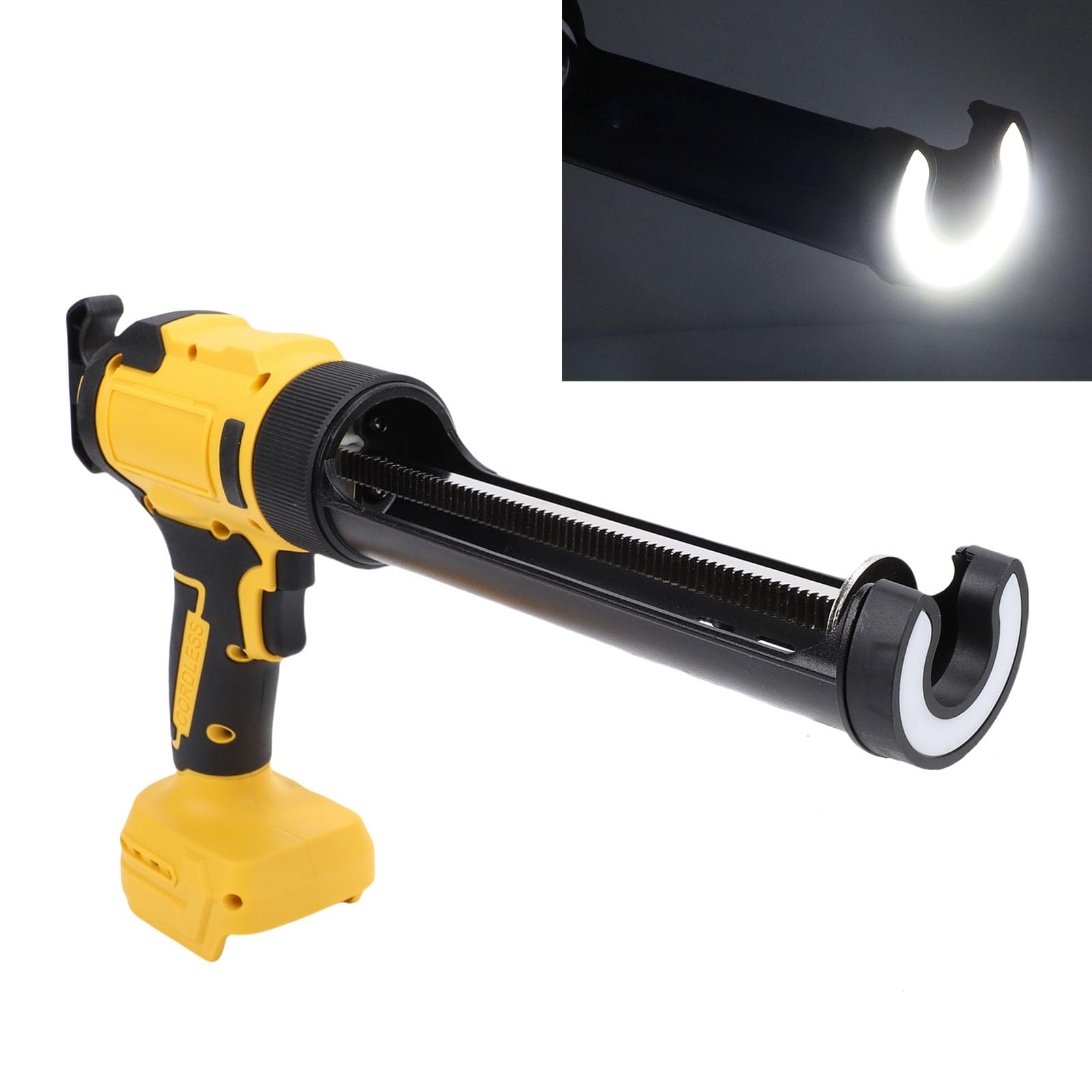 ASHATA Bezprzewodowy Pistolet do Uszczelniania 21 V, Niekapiący, 6 Regulowanych Prędkości Pistolet do Silikonu 312 Mm z diodą LED, Automatycznym Cofaniem do Napełniania i