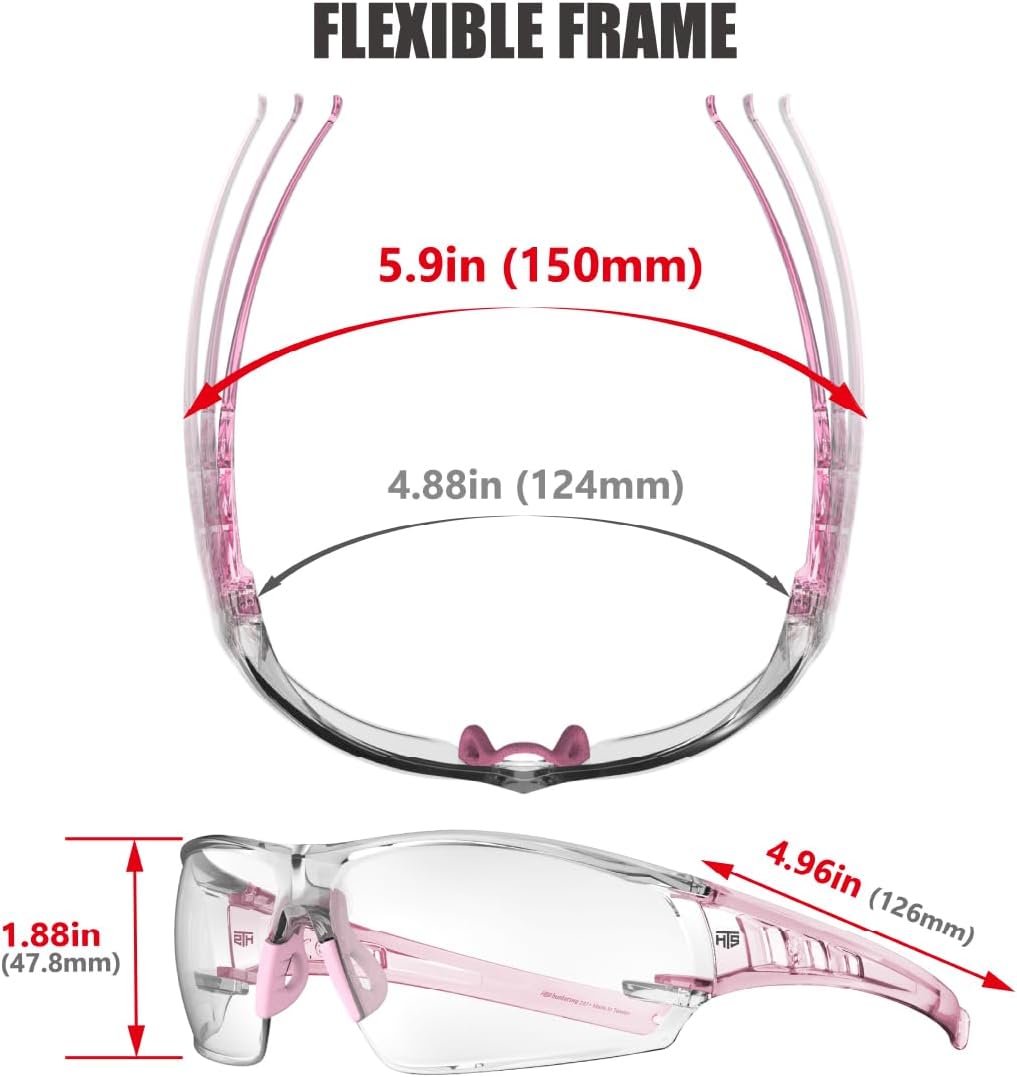 Small Size Safety Glasses Anti-Fog ANSI Z87.1 Protective Eyewear for Women Youth Pickleball Cycling Range