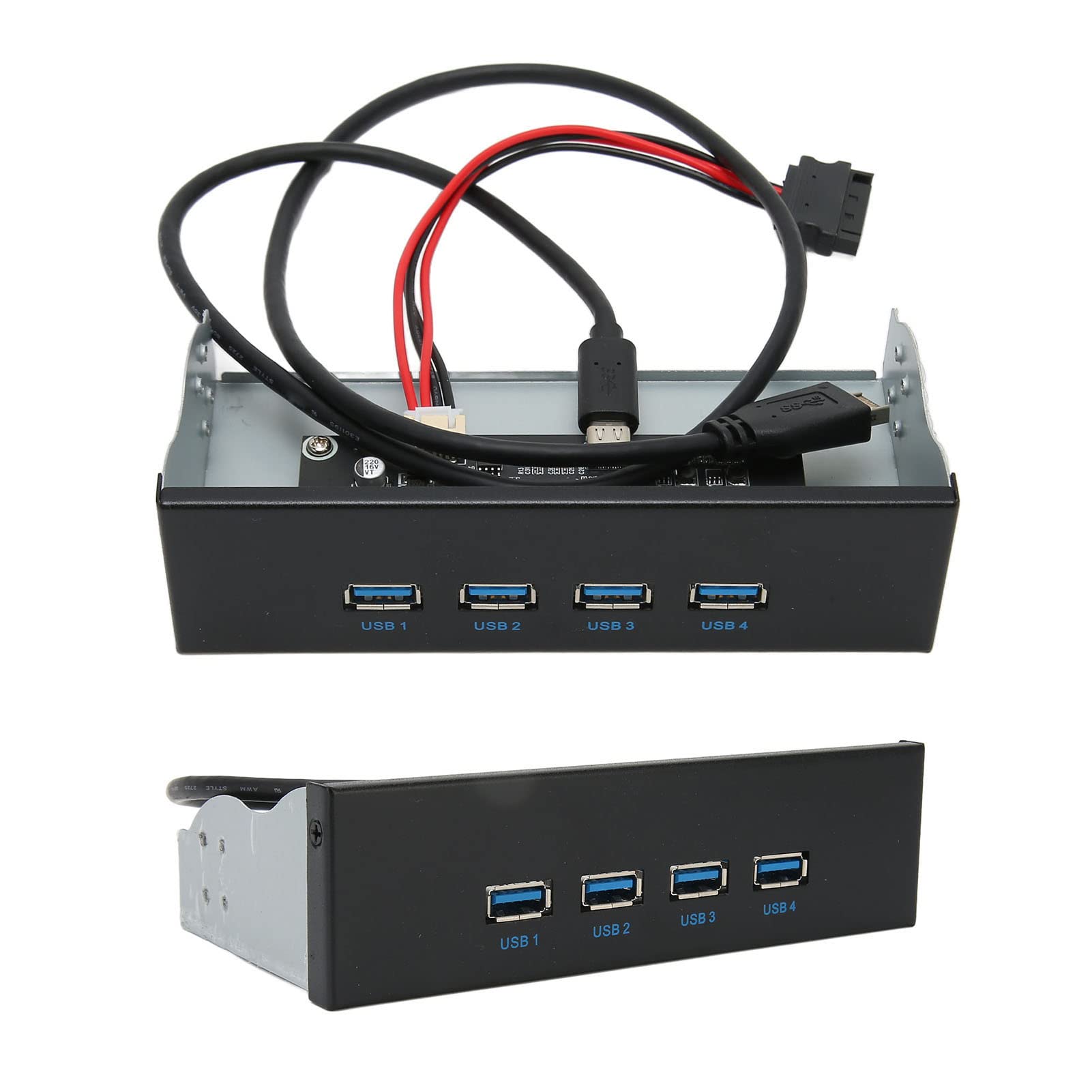Hub USB 3.2 na Przednim Panelu, 5,25 Cala 4 Porty Hub USB na Przednim Panelu z 4 Portami USB 3.2 GEN2, 10 Gb/s Napęd Optyczny Panel Przedni dla 7/8/10/2003, OS X, Linux