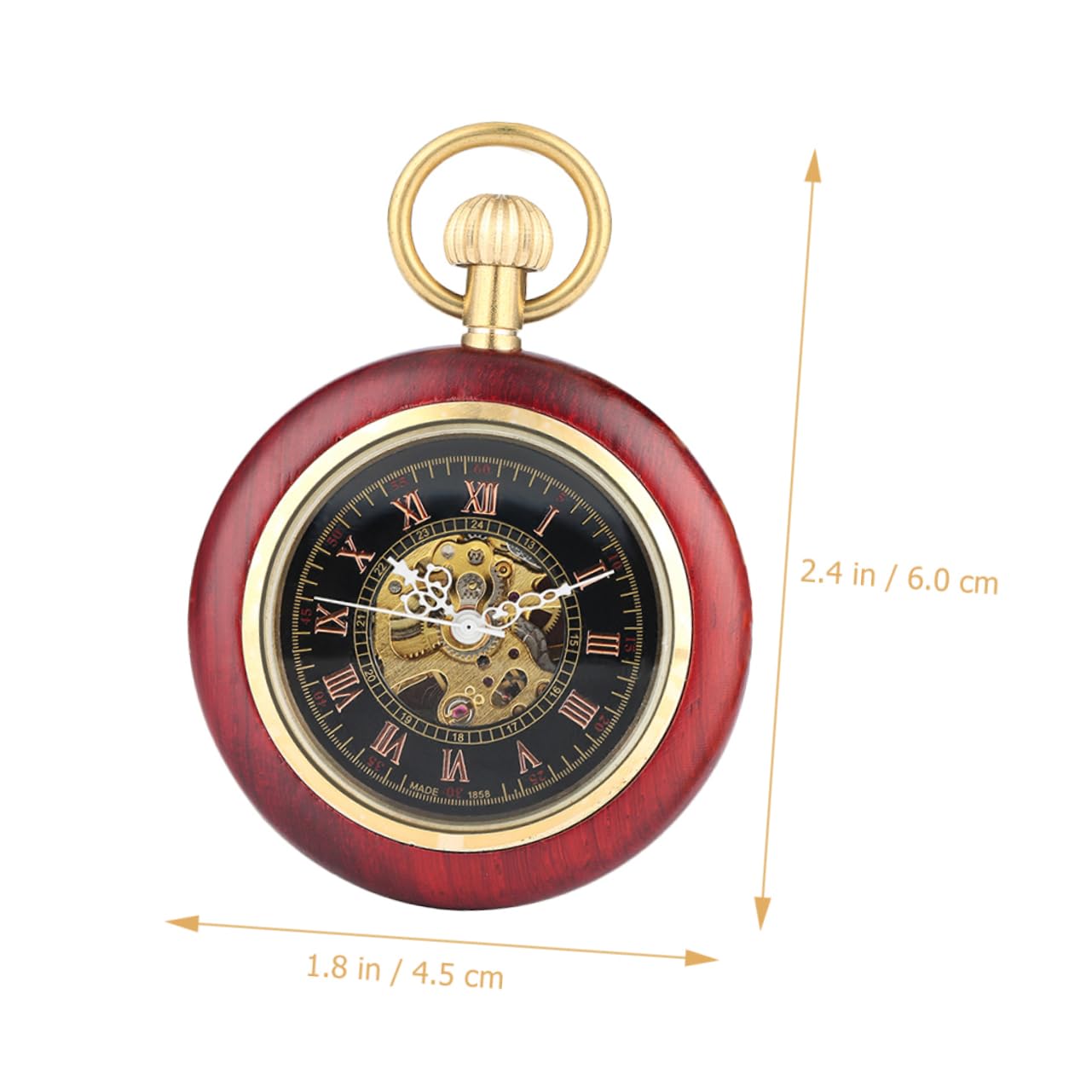 GALPADA Reloj de Bolsillo Mecánico Vintage Cadena, Diseño con Números Romanos de Madera y Aleación, Fácil de Transportar y Almacenar, Obsequio Práctico para Eventos Formales