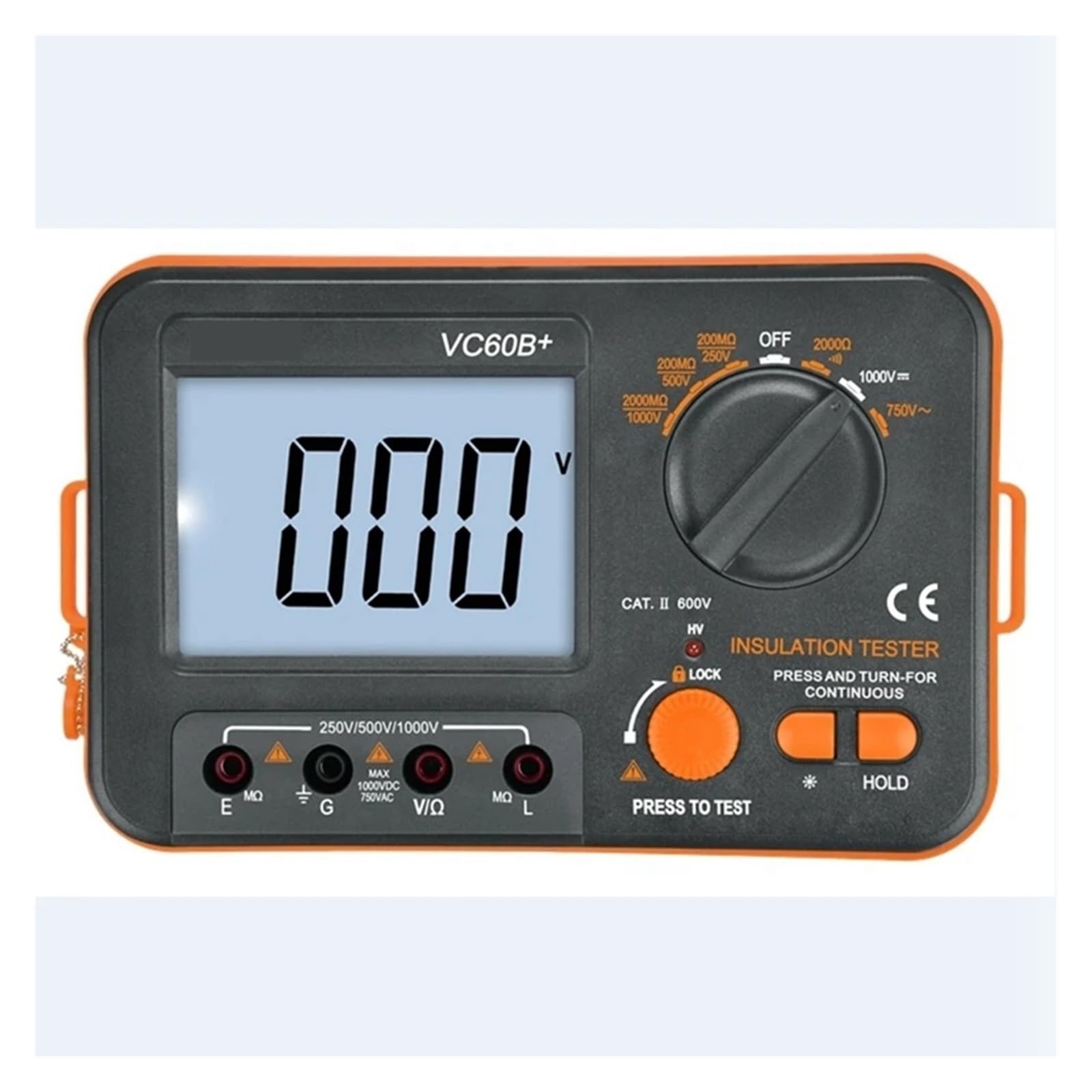 VC60B+ Digitaler Isolationswiderstandstester LCD Elektronisches DC/AC-Voltmeter 0,1~2000m Ohm MegOhm Meter Datenhaltealarm Für Haushaltssteckdosen, Sicherungen, Batterien