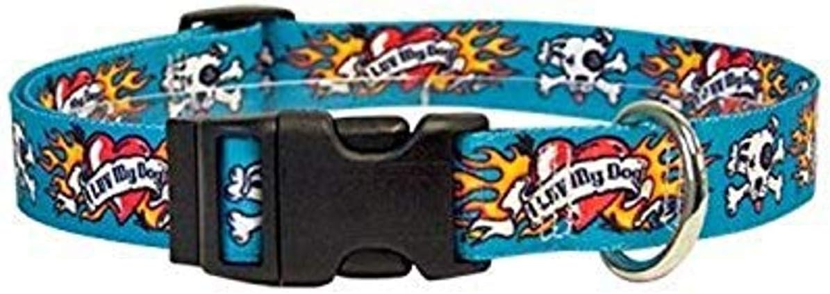 Yellow Dog Design Standard Easy-Snap Pet Collar, I Luv My Dog Pink, Cat 8" - 12"