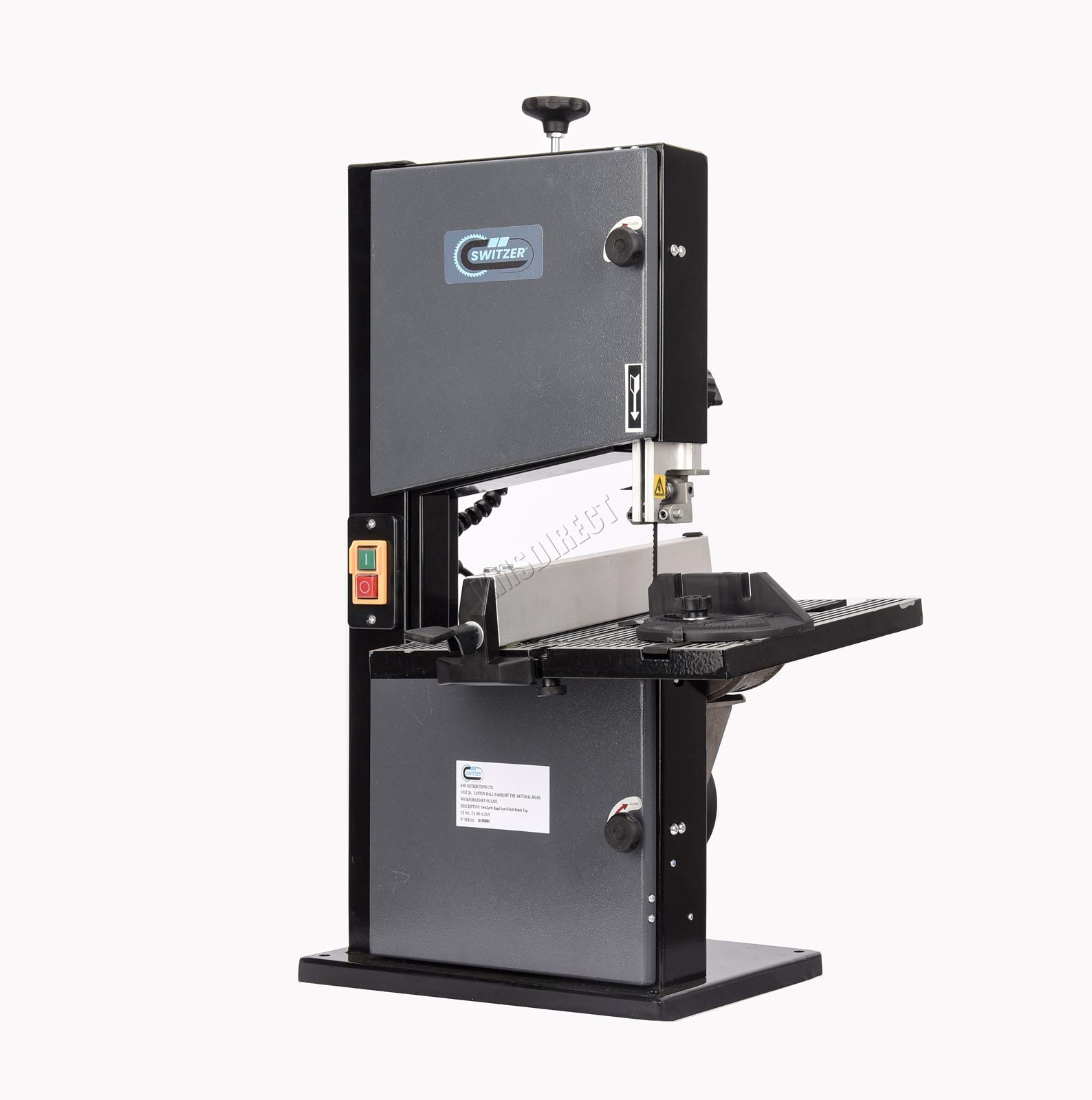 SwitZer 230V 8" Band Saw Workshop Bench Top Bandsaw Tilt Table DIY Woodworking Blade 80mm Cutting Height with LED Lamp SZ-BS01 Grey