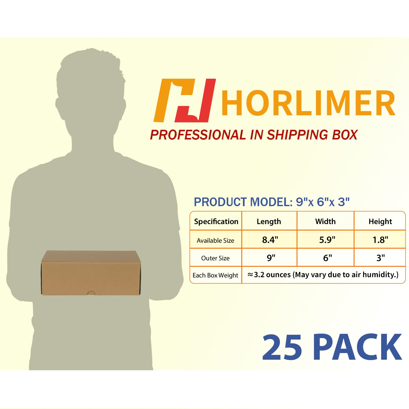 HORLIMER Set di 25 scatole di cartone ondulato marrone