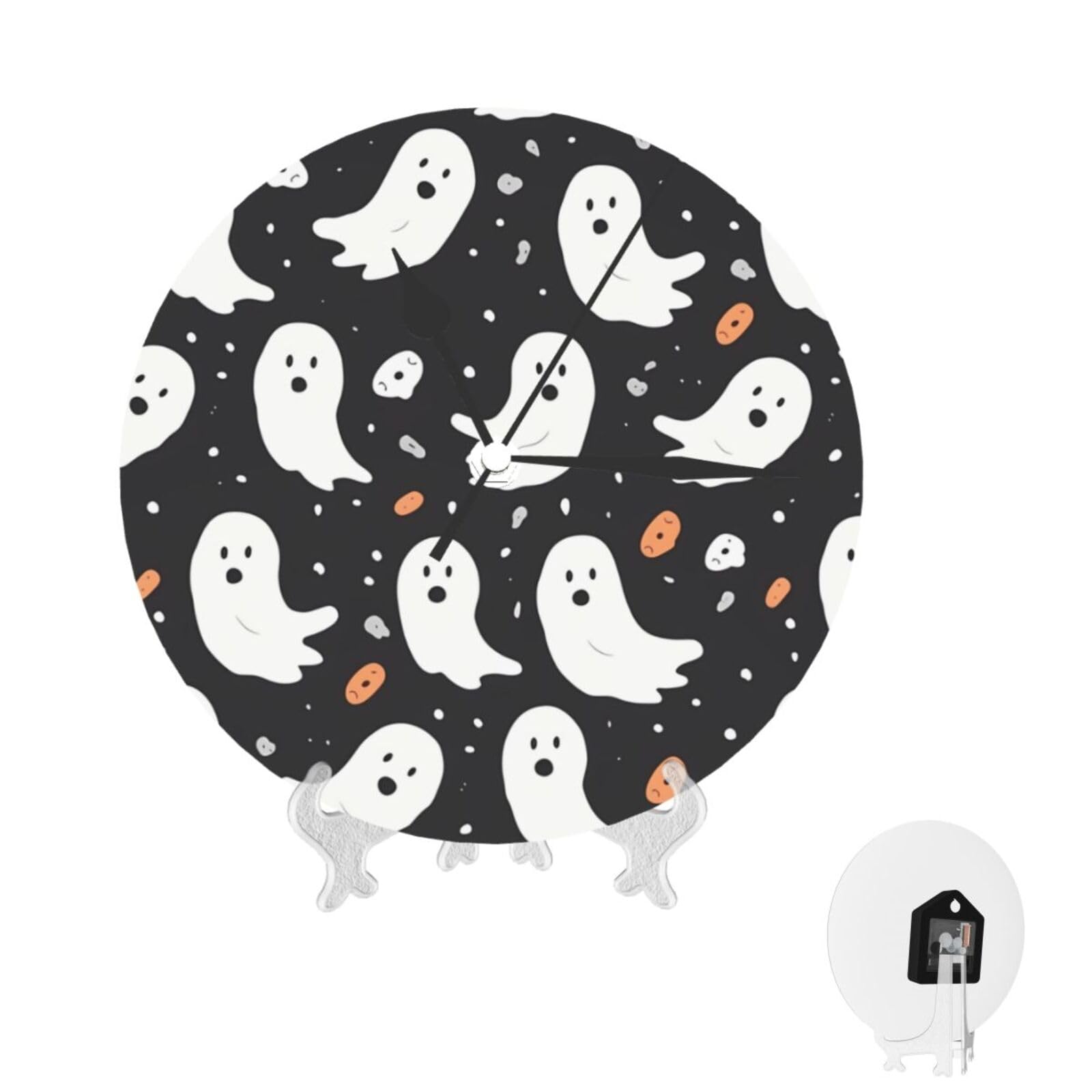 Horloge murale ronde moderne fantôme Halloween silencieuse à piles 25,4cm