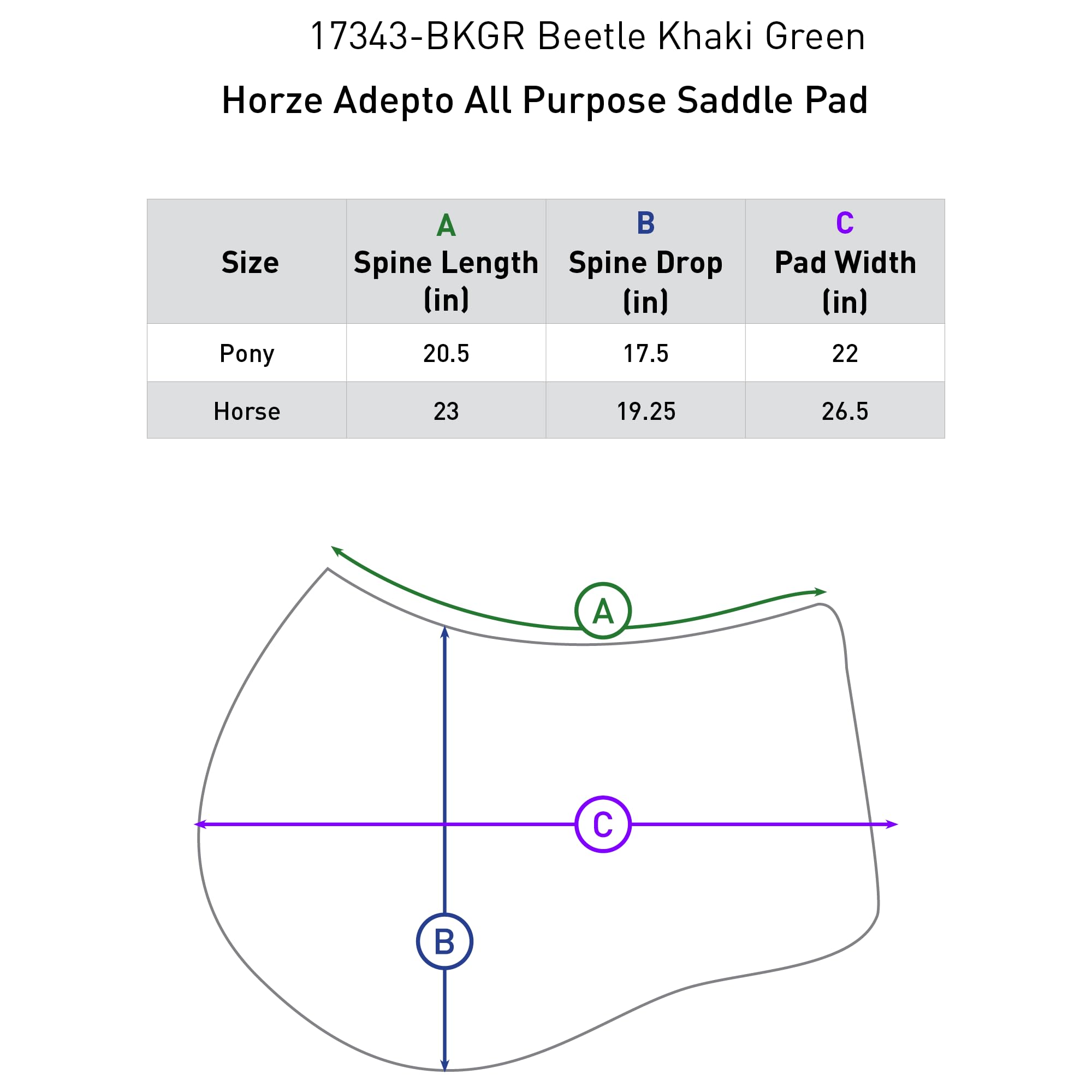 HORZE Tapis de Selle Mixte Adepto Vert pour Cheval et Poney