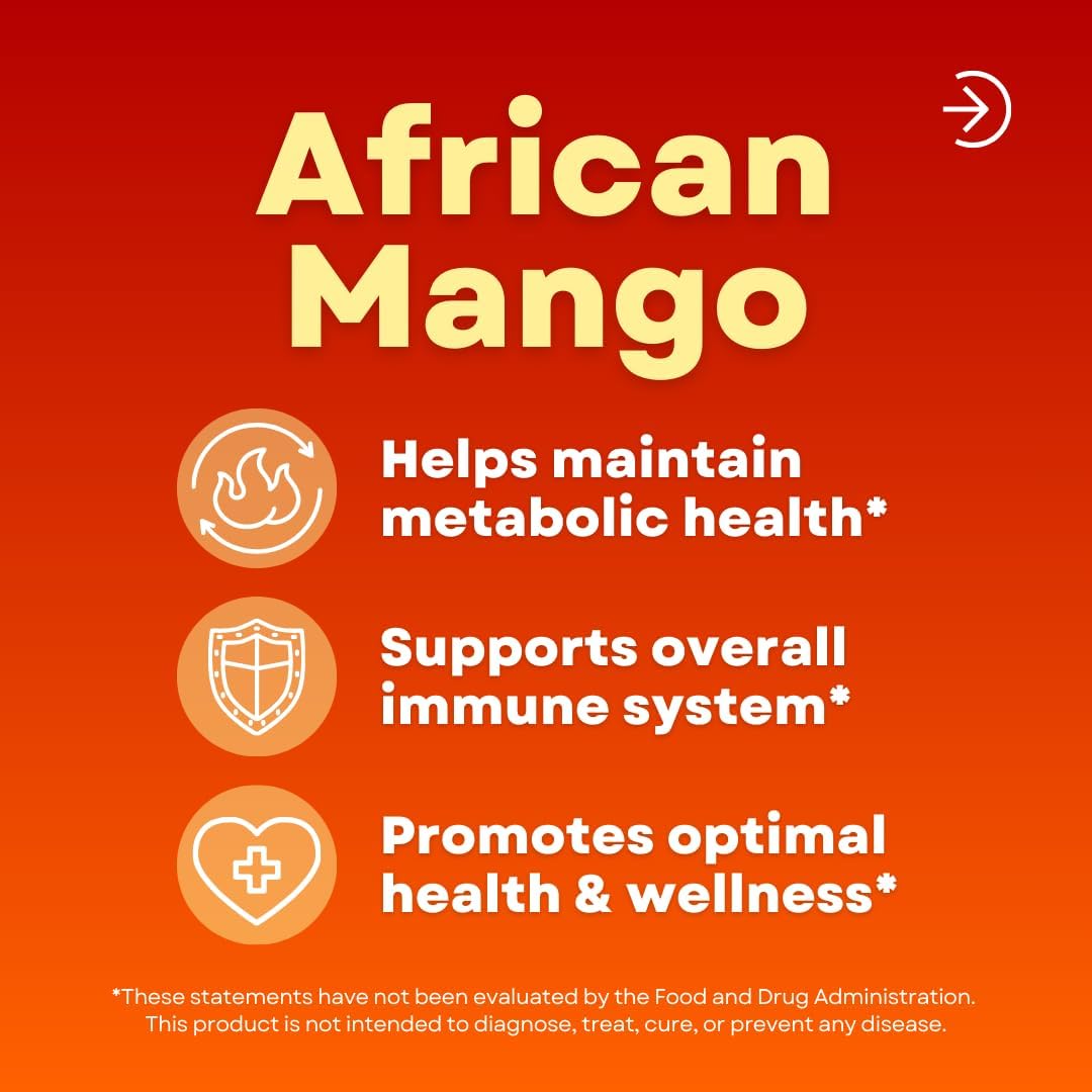 African Mango Capsules for Immune System, Metabolism, and Nutritional Wellness Support - Pure 10:1 Irvingia Gabonensis Extract - 180 Veggie Capsules Non-GMO, Gluten-Free, Vegan-Friendly