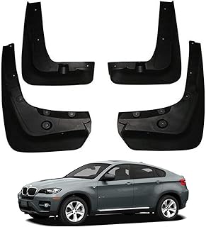 4pcs Car Mudguards Mudflaps Splash Guards Car Fender Flares Genuine Mud Flap Mud Guards,Compatible for BMW X6 E71 2008~2014