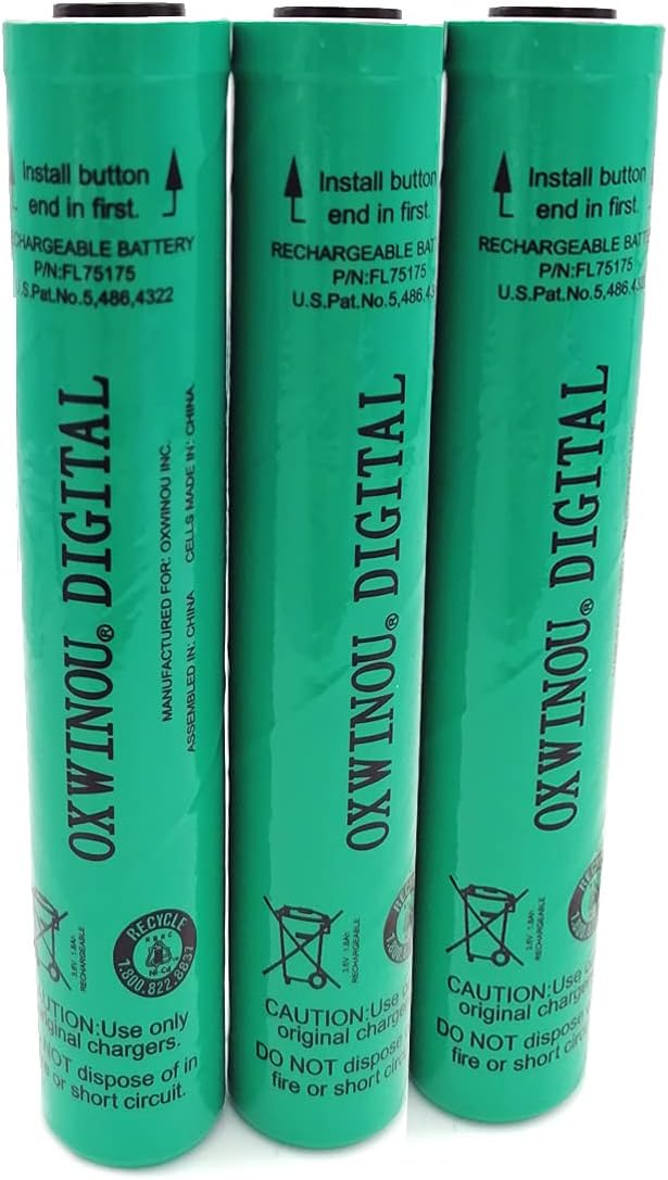 3.6V 1800mAh Ni-CD OXWINOU Rechargeable Flashlight Battery Compatible with for Stinger Streamlight XT HP LED DS DE 75175 75375 75813 76000 76300 PolyStinger Pelican M9 FL126 (3 -Pack)