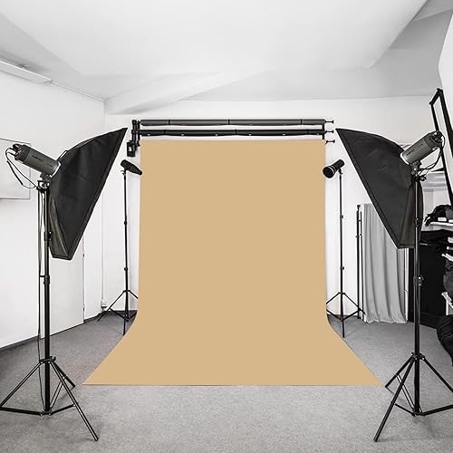 Miniatura 4 de KUKX030 - Telón de fondo de fotografía de color caqui de 5 x 7 pies, color beige sólido para retratos, transmisión y entrevistas