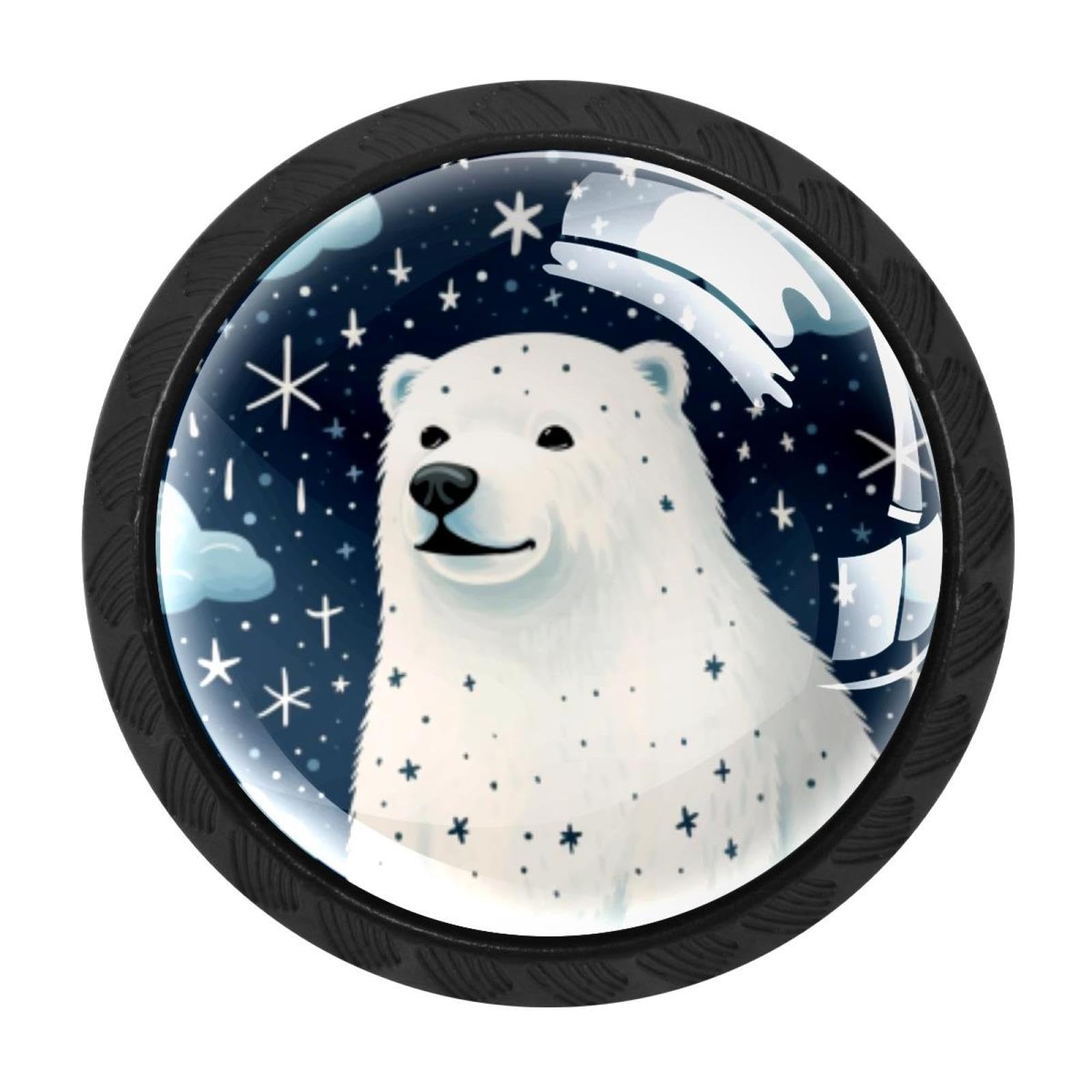 CHENZZZZ 4 PCS Starry Polar Bear Crystal Glass Cabinet Knob Drawer Pull Handle for Kitchen Cupboard Dresser Wardrobe etc