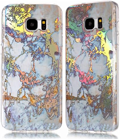 DAMONDY Galaxy S7 Edge Case,3D Shiny Marble Glitter Ultra Thin Slim Back Skin Full Body Protective Soft TPU Rubber Bumper Case Phone Cover for Samsung Galaxy S7 Edge-Gold