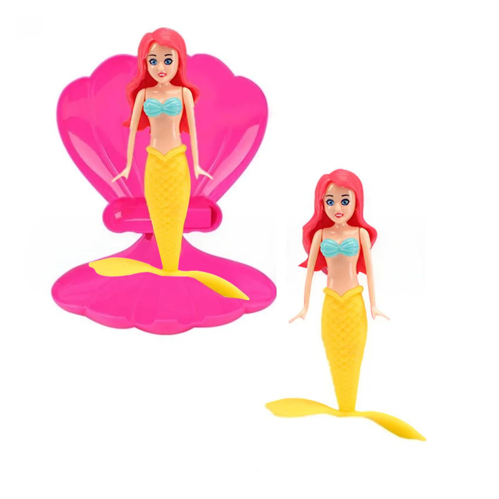 4 Colors Little Mermaid Pool Toy Shell, Summer Swimming Water Toys, Swimming Pool Dive Toys, Little Mermaid Party Supplies & Water Toys, Mermaidss Toys Paddling Pool Toysss (yellow tail-1pc)