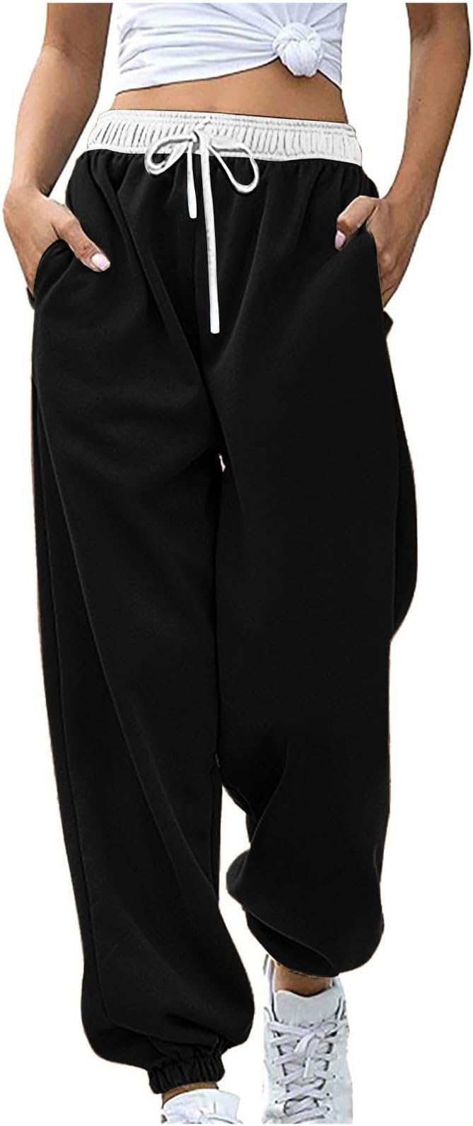 Womens Casual Athletic Cotton Long Sweatpants,Teen Girl Solid Color Cute Hiking Long Pants,Fall Trendy Clothes