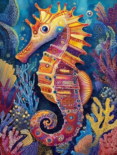 Vibrant Seahorse Design 500 Piece Jigsaw Puzzle for Adults - 500Pieces Challenging & Colorful Art Puzzle for Adults 15x20 Inches
