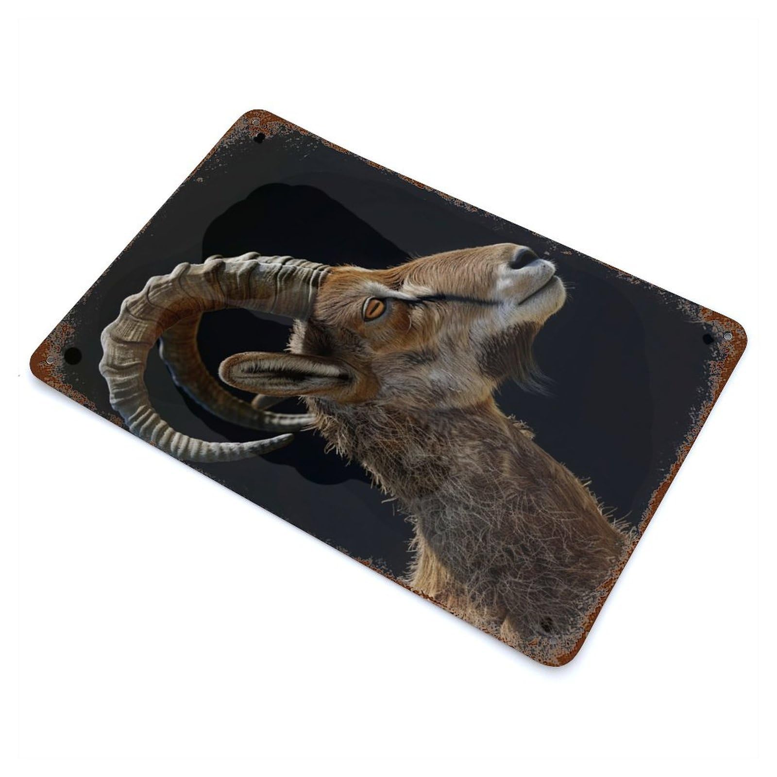 Retro Metal Sign with Ibex Design 11.8"x7.9", for Farmhouse, Kitchen And Entryway Decor, Shabby Chic Decor