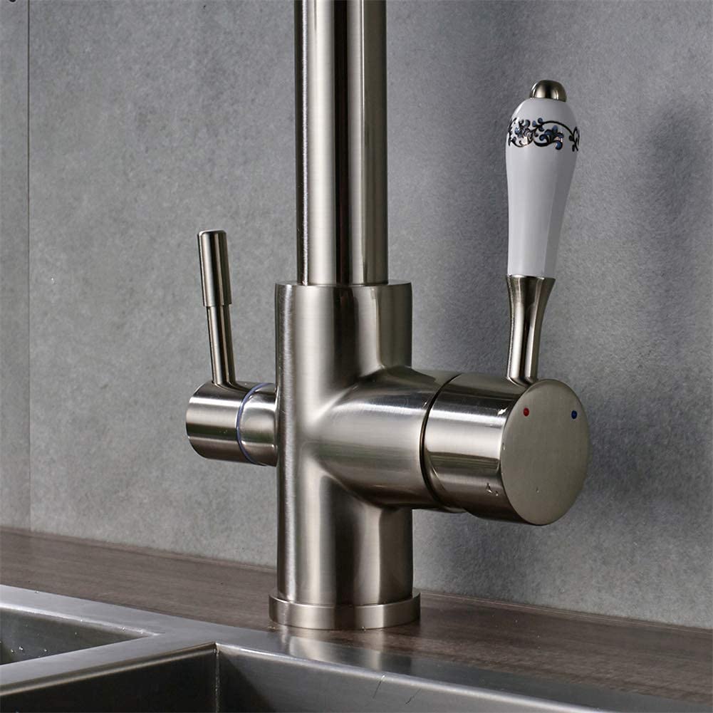 Rubinetto lavello cucina bagno, rubinetti cucina Torneira para Cozinha De Parede Gru per rubinetto filtro acqua cucina Miscelatore lavello a tre vie Rubinetto cucina/Nichel Comfortable anniversary