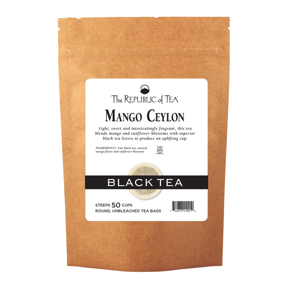 The Republic of Tea Mango Ceylon Metabolic Frolic Tea, 50 Count, Gourmet Gluten-Free Black Tea