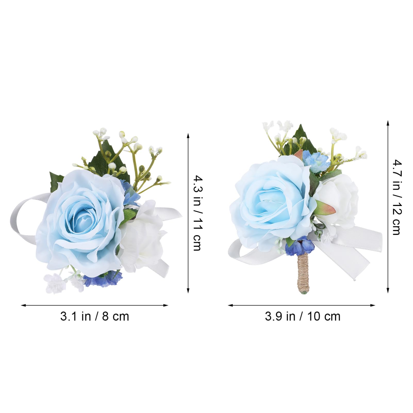 DOITOOL Rose Corsage Set including Artificial Floral Wrist Corsage and Pin-Back Boutonniere for Weddings Proms and Formal Events Elegant Wristlet Accessory 3.1X4.3X2In - Image 3