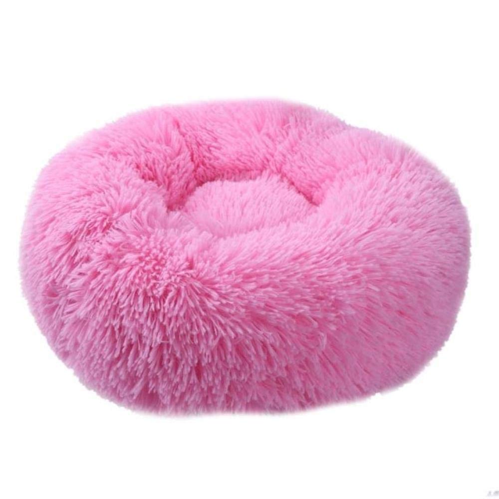 Niche ronde pliable rouge pour chien et chat L avec tapis antidérapant intégré