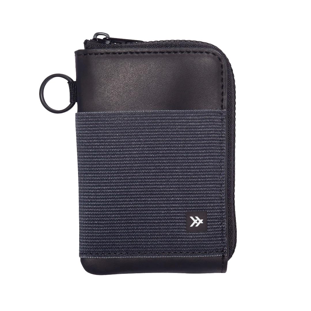 Thread Wallets RFID Blocking Leather Zip Wallet with Card Holder for Men and Women Black