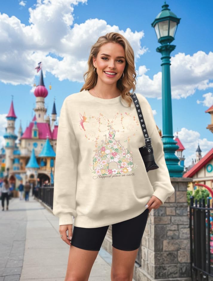 Magical Kingdom Sweatshirt for Women Magic Castle Shirt Funny Family Vacation Graphic Casual Long Sleeve Tops - Image 2