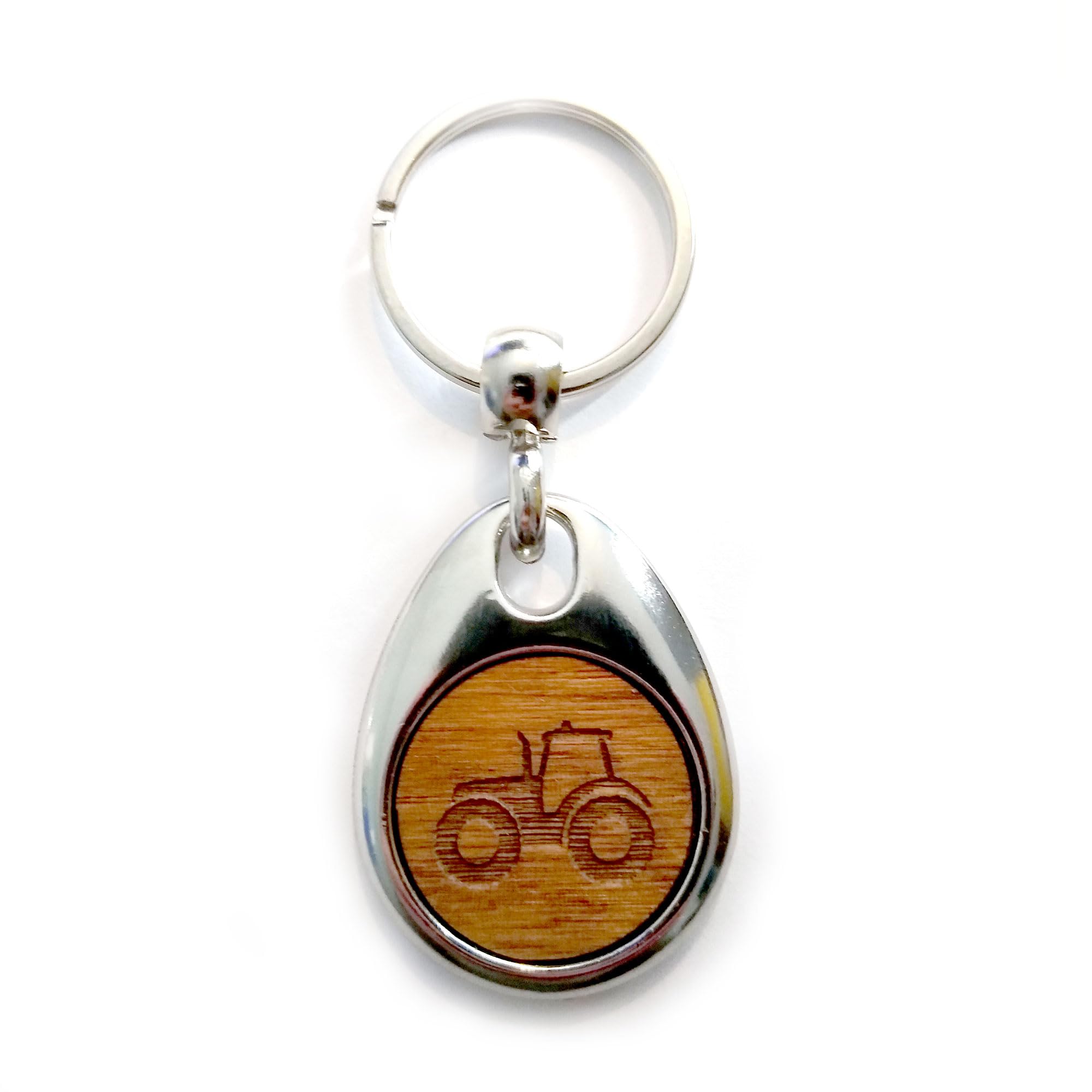 Jorvik Wood Tractor Design Wooden Keyring with Gift Box.