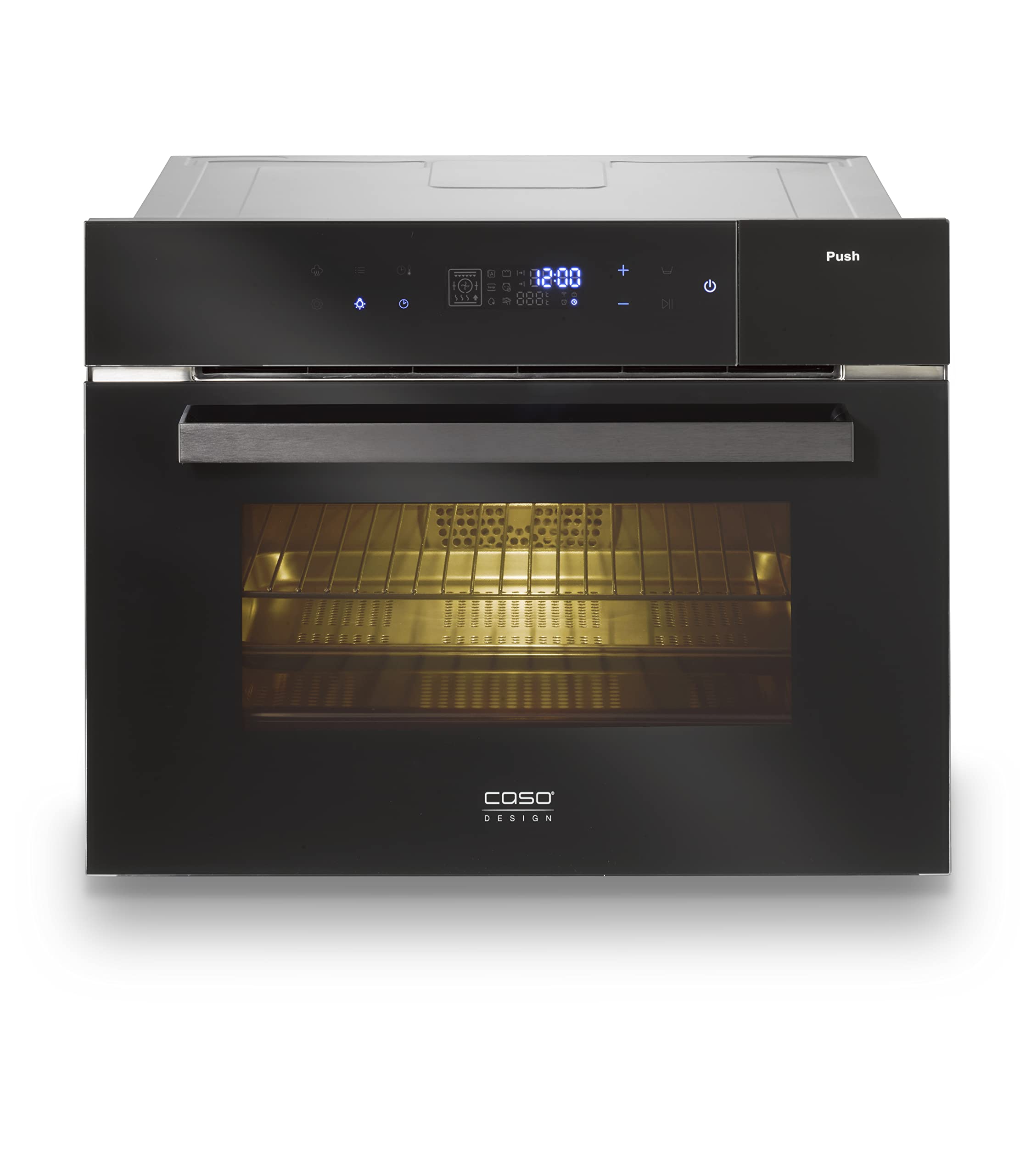 CASO SteamMaster E 56 - Einbaubackofen mit Dampfgarfunktion|45er Nischenhöhe, Edelstahl Garraum mit 45L Nutzvolumen, Wassertank 1,2 Liter, 3000 Watt, Backofen, Dampfgaren, Braten, Backen + Dämpfen