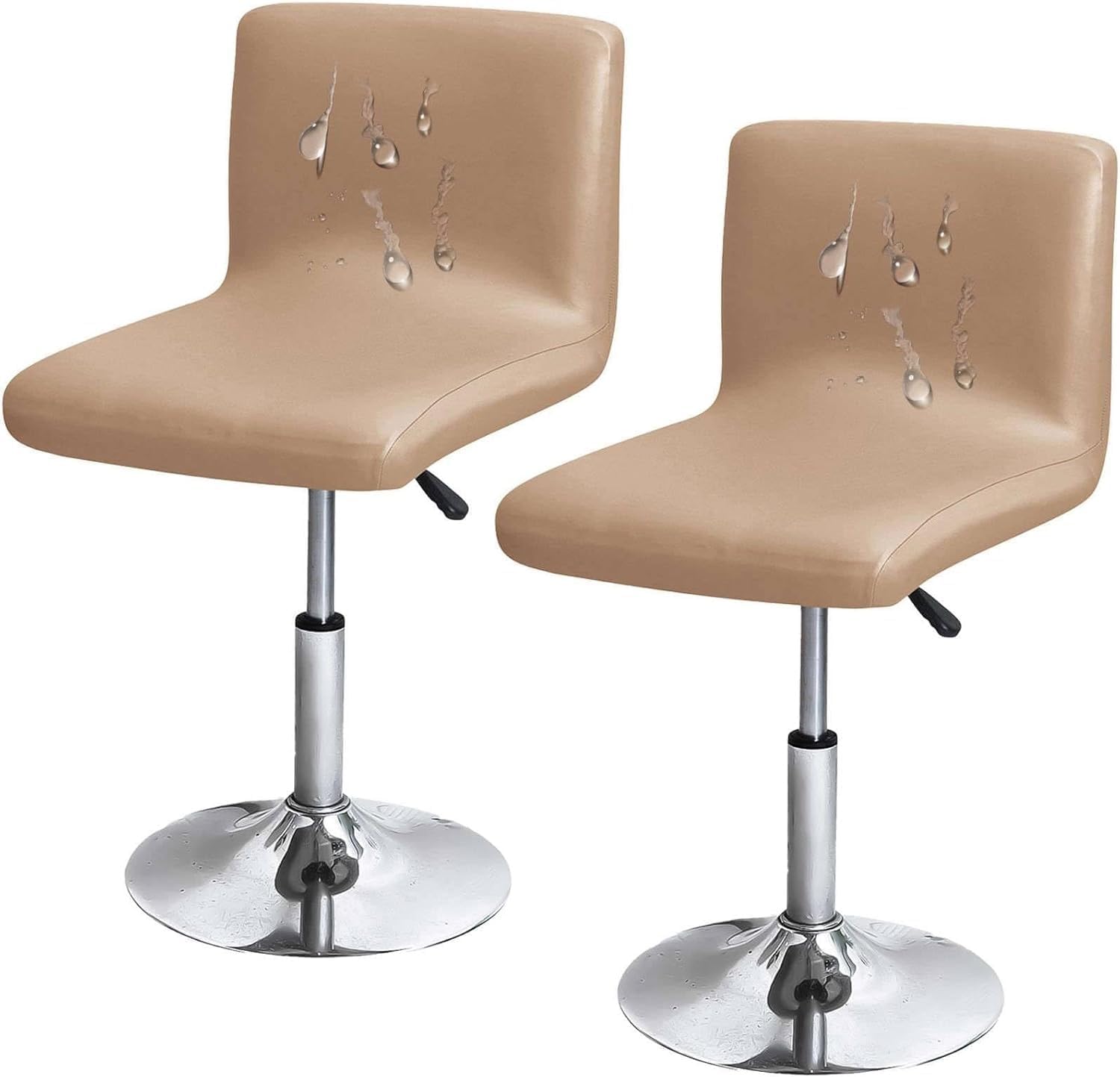 6 Waterproof Bar Stool Covers PUL Leather with Backrest Stretch Removable Chair Covers for Dining Room Coffee YellowSet of 6 Swivel Barstool Protectors(Kamel,2 Stück)