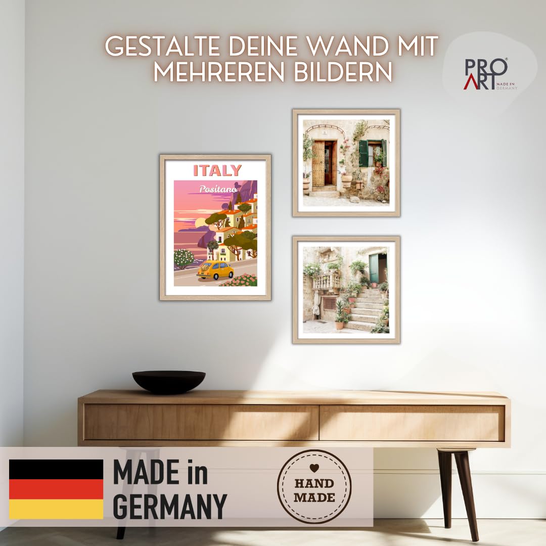 Pro-Art Gerahmte Wandbilder 2er Set 33x43 cm – Zarte Trockenblumen & Mohnkapseln Beige Boho Wanddeko Holzrahmen mit Glasscheibe Wohnzimmer Bilder mit Rahmen – Made in Germany