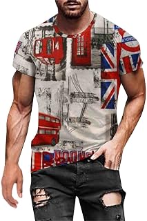 Mens T Shirt Muscle Fit Shirts for Men T Shirts for Men Uk, Mens Summer Independence Day Fashion 3D Digital Printing T Shirt Short Sleeve Summer Shirts for Men Gym T Shirts Men