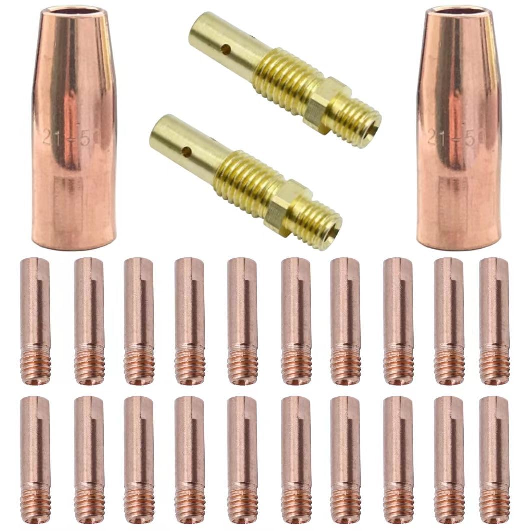 Mig Welding gun accessory11-30 0.030" fit for Forney 140 FC-i Mig gun: 20pcs Contact Tips 11-30 0.030" + 2pcs gas nozzles 21-50F + 2pcs 35-50 welding diffuse(Pack of 24)