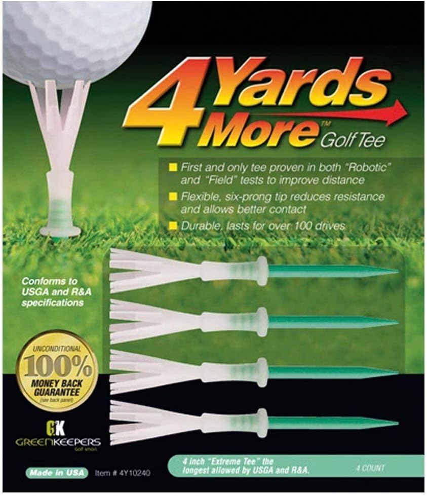 4 Yards More Golf Tee - 4" Extreme (4 Green Tees)