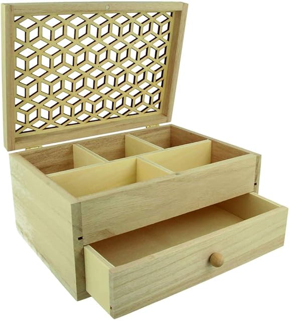 Artemio 14002361 Jewellery Box, Wood, Beige, 24 x 14 x 10 cm
