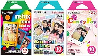 Fujifilm Instax Mini Instant Film Rainbow & Staind Glass & Candy Pop Film -10 Sheets X 3 Assort Value Set(with Values Japan Original Discription of Goods)