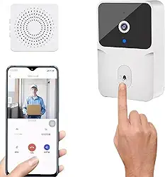 Interfone Inteligente Wi-Fi com Câmera HD, Áudio Bidirecional, Visão Noturna e Detecção de Movimento – Segurança Residencial Sem Fio – Controle via App.