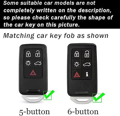 Miniatura 2 de ontto Llavero de cuero de 5 botones para Volvo Remote Smart Key Cover Elegante Carcasa con Keychian para S60 S80 V60 V70 Rosa, Rosa (5 btn)