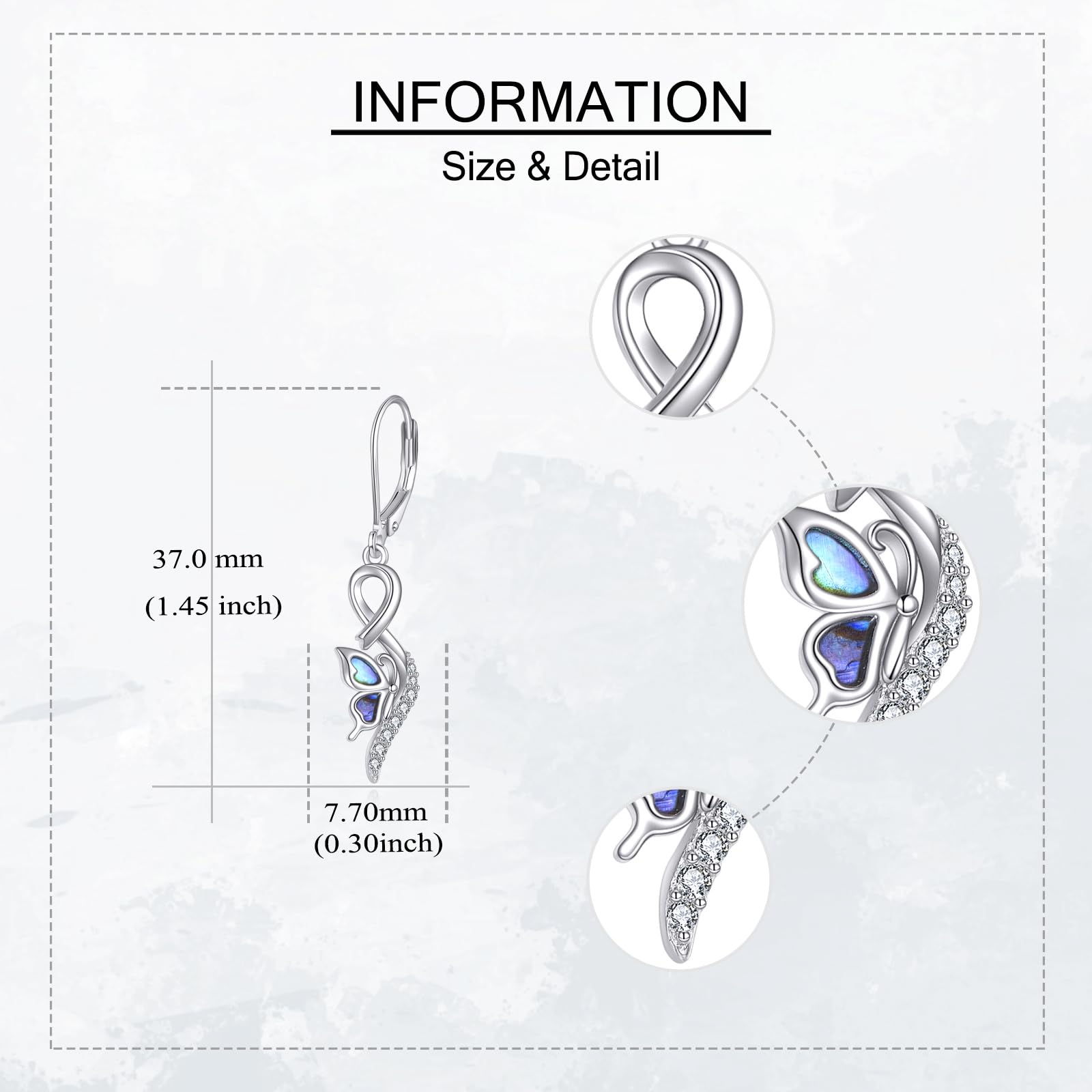 Orecchini a forma di farfalla, in argento Sterling 925, infinito farfalla, con chiusura a leva, orecchini per animali, regali da donna, Nessuna pietra preziosa