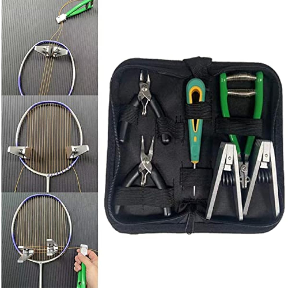Kit di attrezzi con morsetto per corde da tennis, per racchetta da badminton